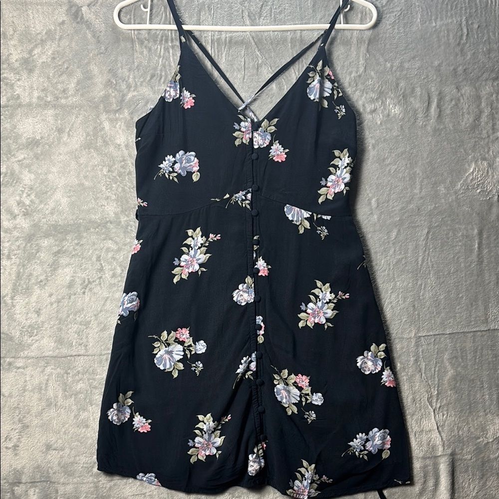 Abercrombie & Fitch Women's Navy Blue Floral Button Front Dress Size Small